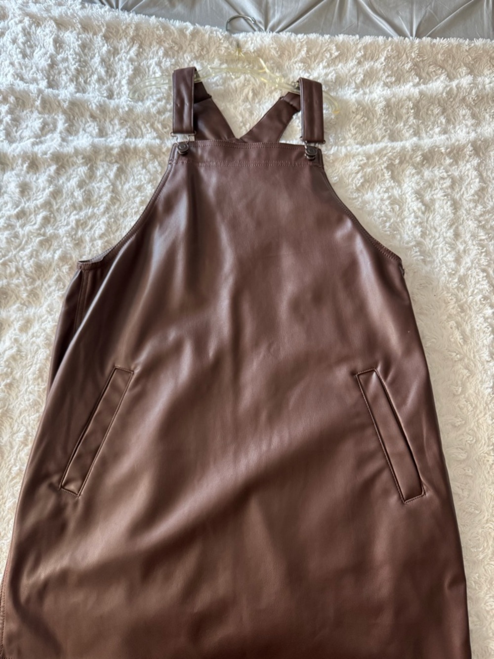 Celebrity Pink Faux Leather Pinafore in Rich Brown